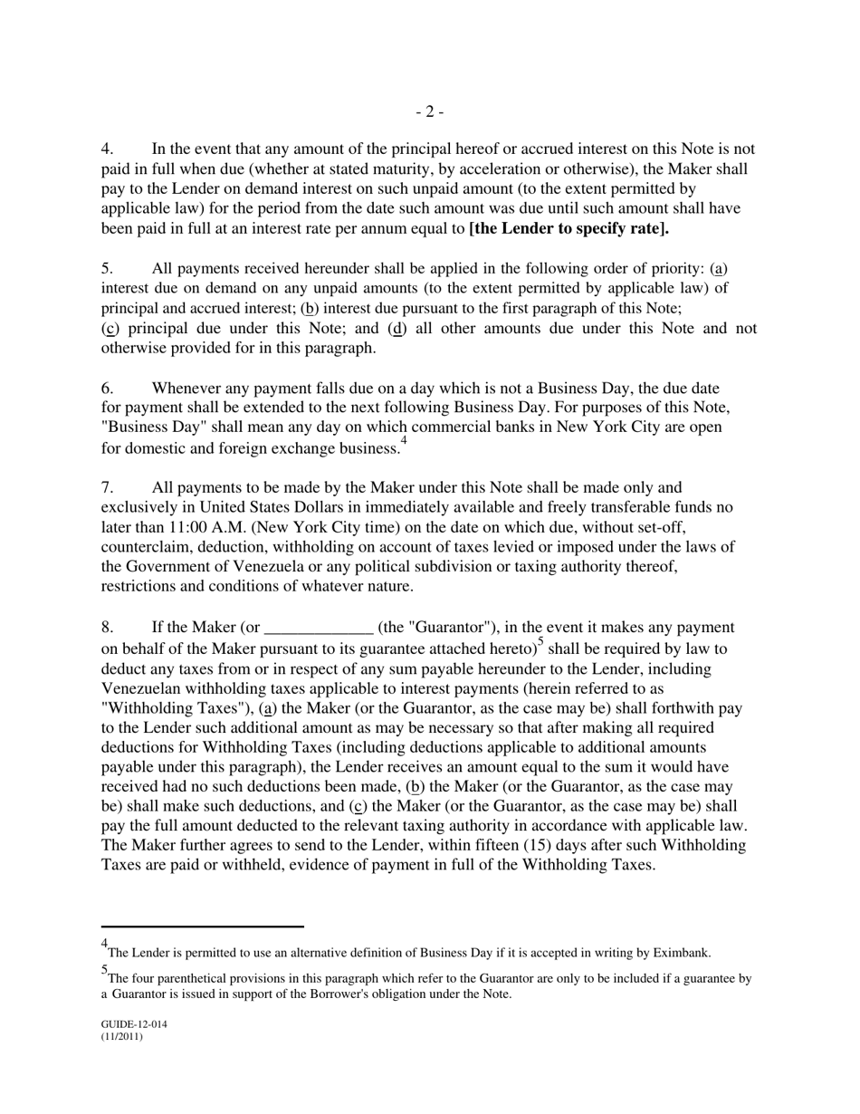 Form GUIDE-12-014 Form of Fixed Rate Serial Note: Venezuela Form - All Credits, Page 2