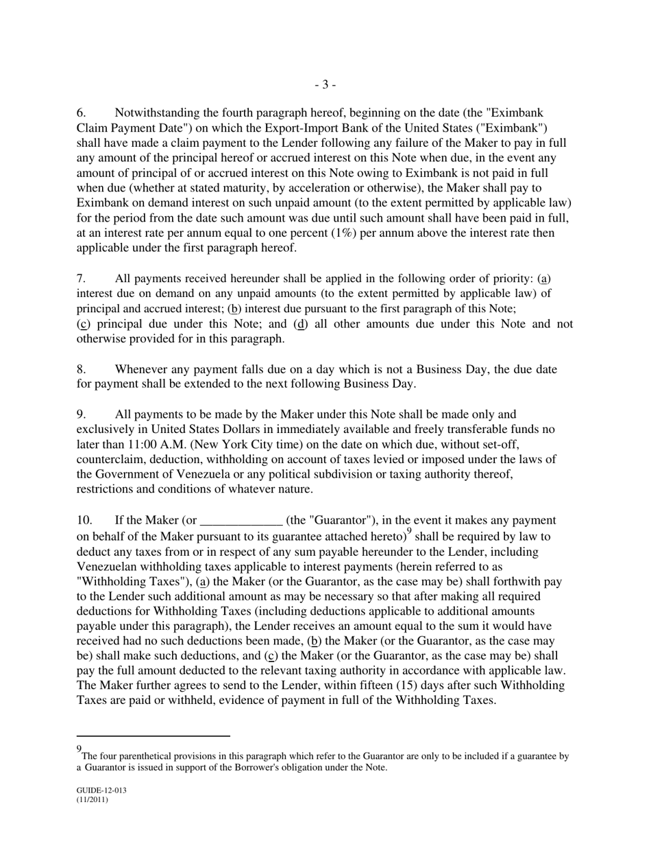Form GUIDE-12-013 Form of Floating Rate Serial Note: Venezuela Form - All Credits, Page 3
