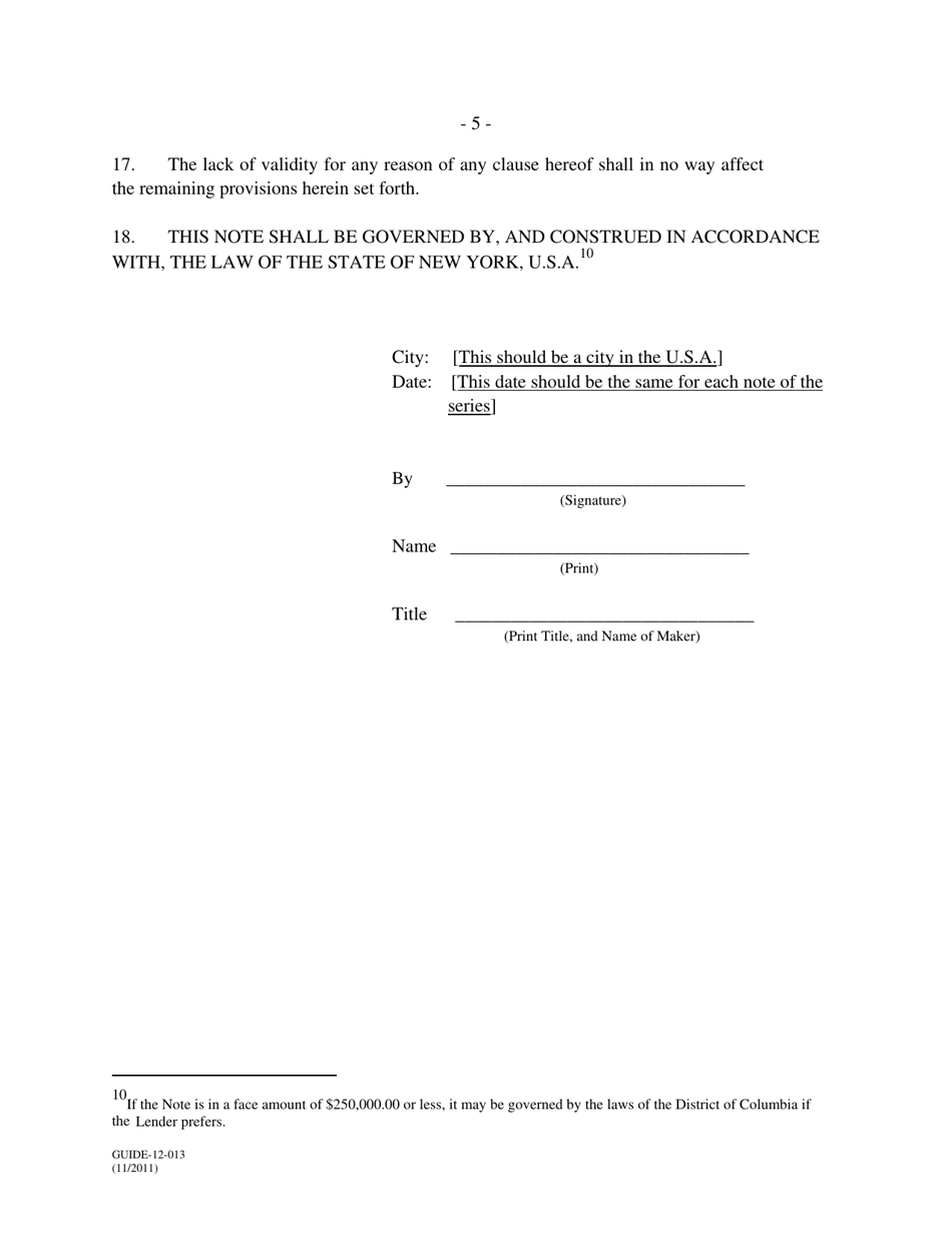 Form GUIDE-12-013 Form of Floating Rate Serial Note: Venezuela Form - All Credits, Page 5