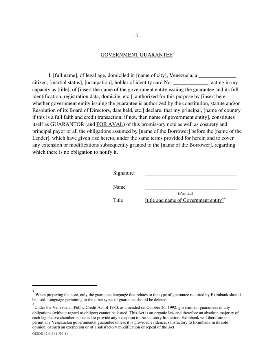Form GUIDE-12-013 Form of Floating Rate Serial Note: Venezuela Form - All Credits, Page 7