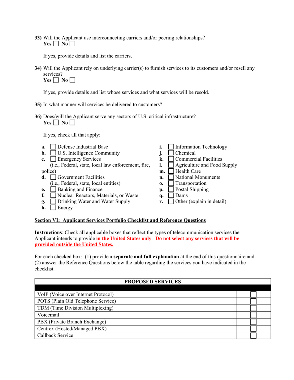 Attachment A Standard Questions for an International Section 214 Authorization Application, Page 11