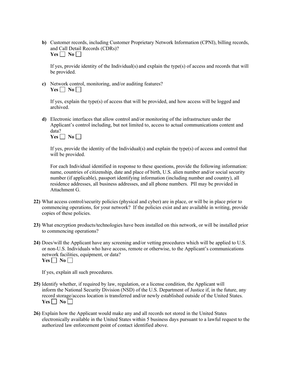 Standard Questions For An International Section 214 Authorization 