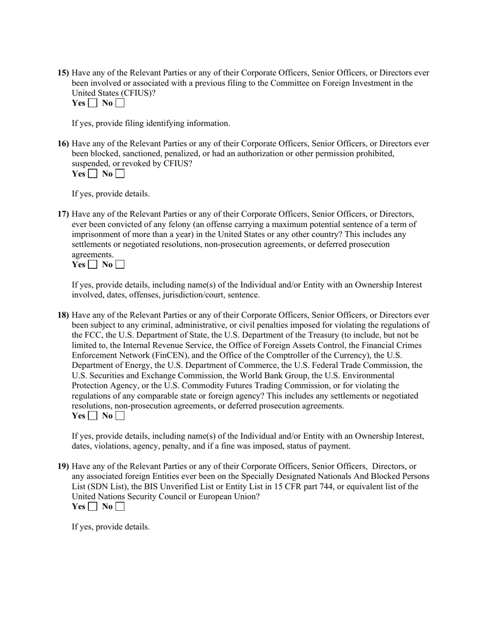 Attachment D Standard Questions for an Application for Assignment or Transfer of Control of a Submarine Cable Landing License, Page 7