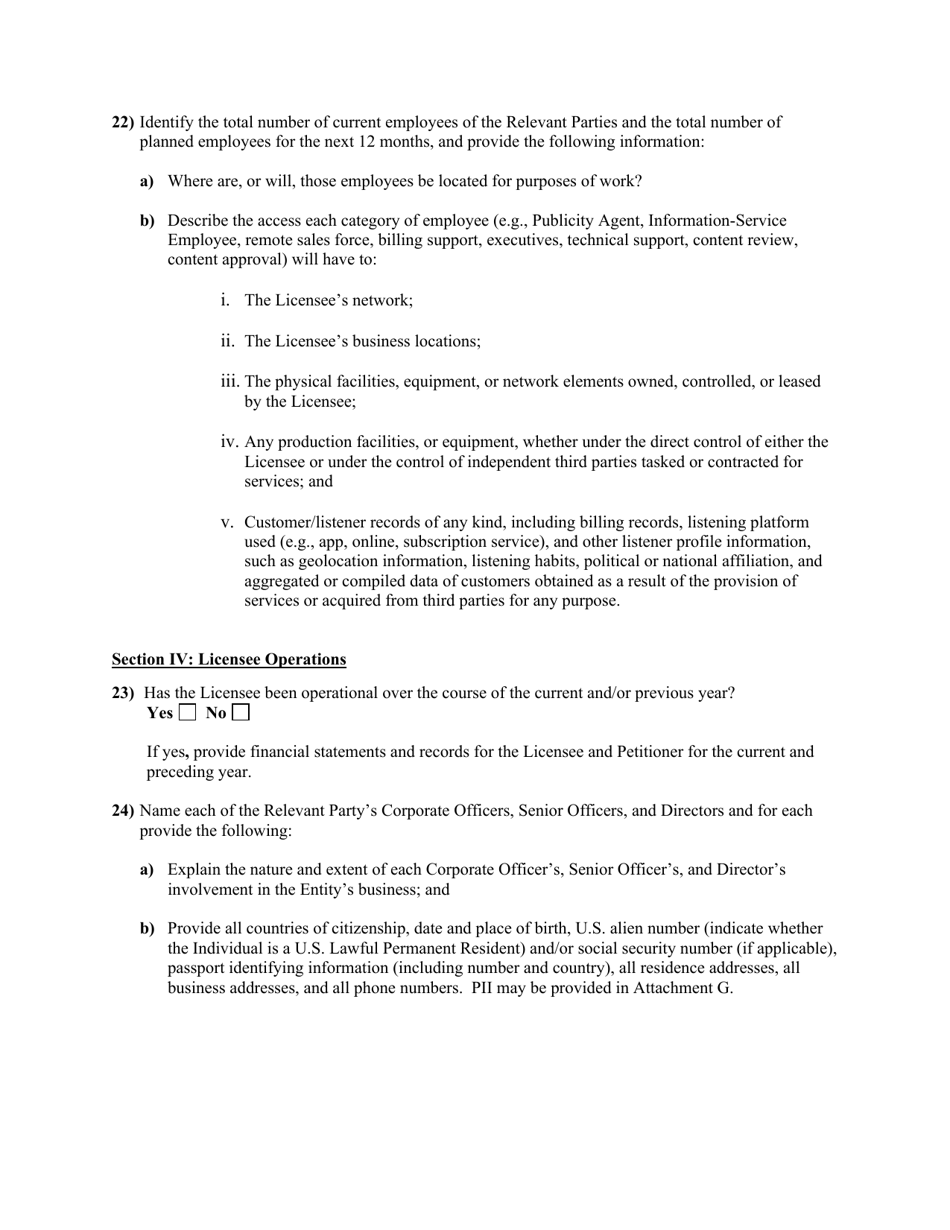 Attachment E Standard Questions for Section 310(B) Petition for Declaratory Ruling Involving a Broadcast Licensee, Page 11