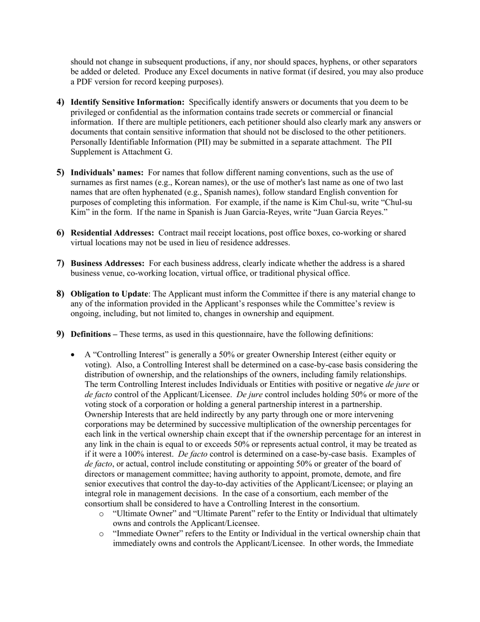 Attachment E Standard Questions for Section 310(B) Petition for Declaratory Ruling Involving a Broadcast Licensee, Page 2