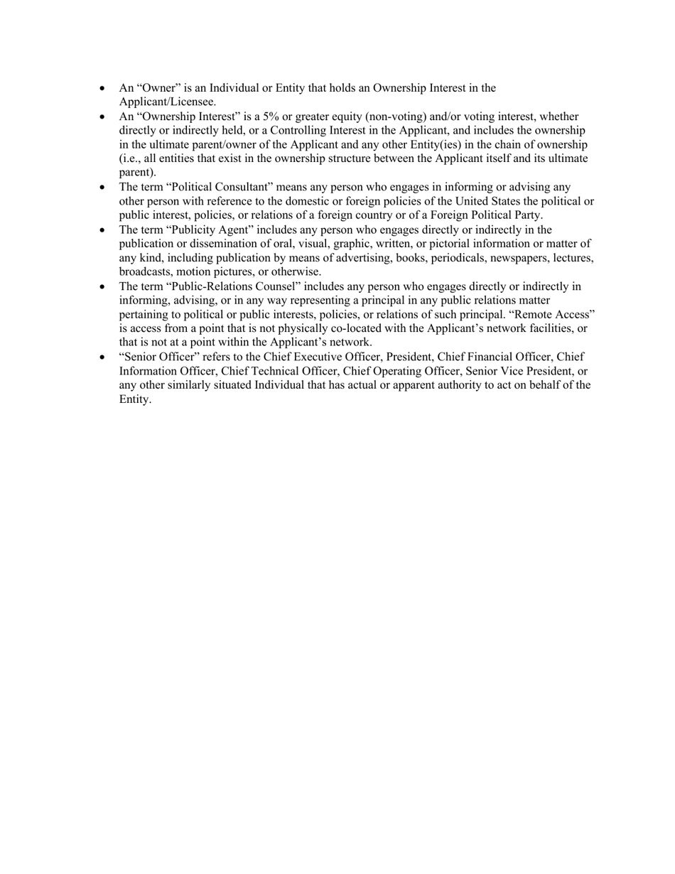 Attachment E Standard Questions for Section 310(B) Petition for Declaratory Ruling Involving a Broadcast Licensee, Page 4
