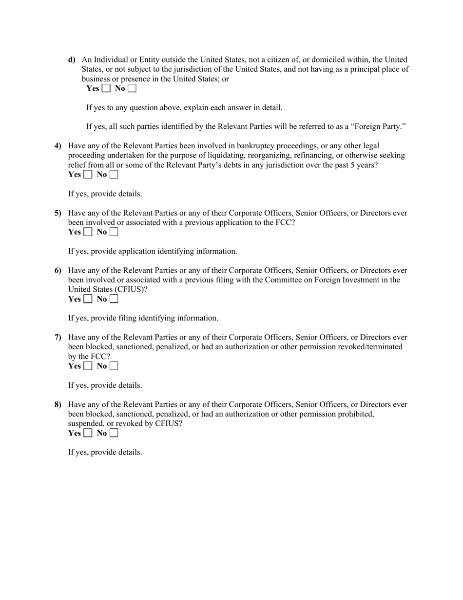 Attachment E Standard Questions for Section 310(B) Petition for Declaratory Ruling Involving a Broadcast Licensee, Page 6