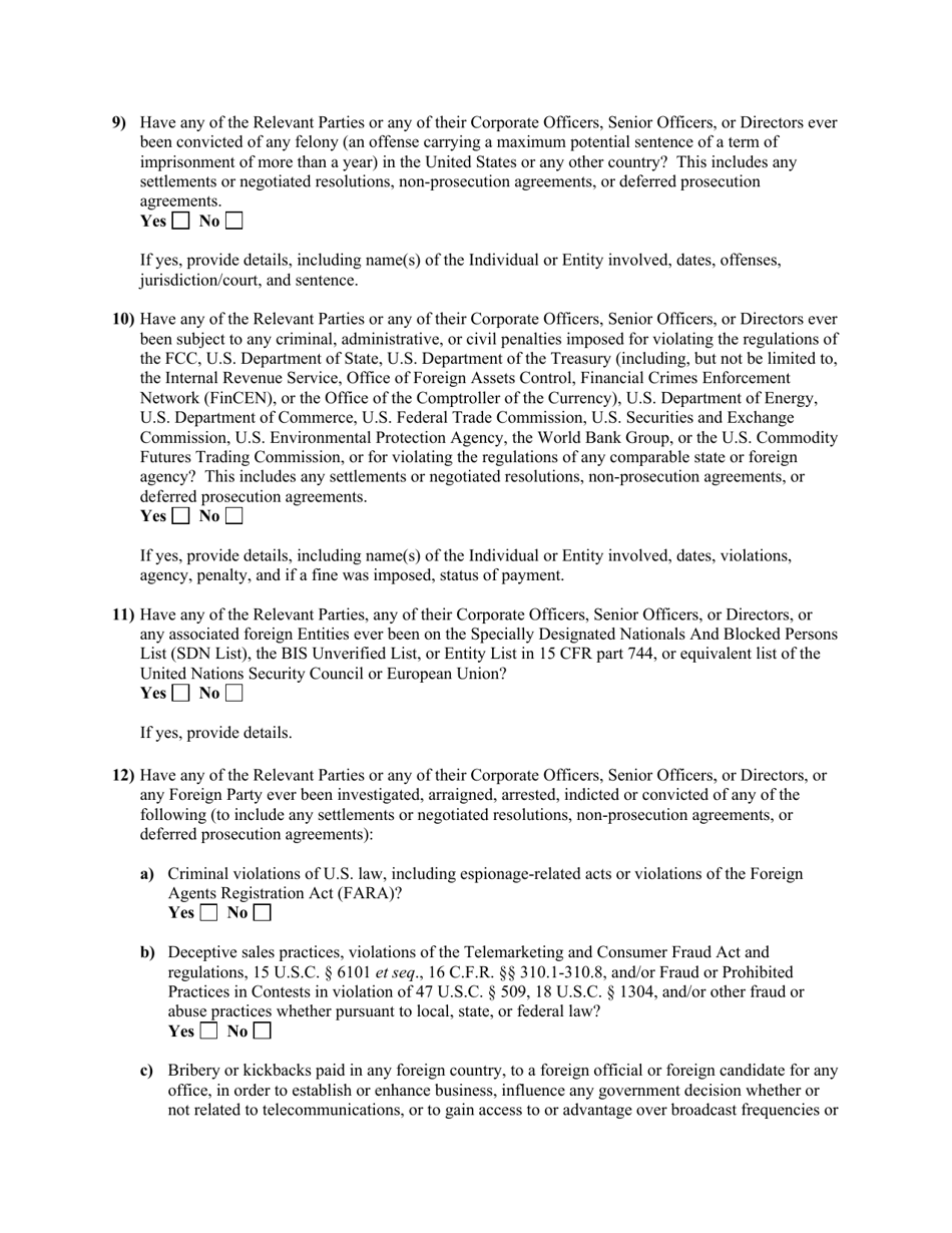 Attachment E Standard Questions for Section 310(B) Petition for Declaratory Ruling Involving a Broadcast Licensee, Page 7