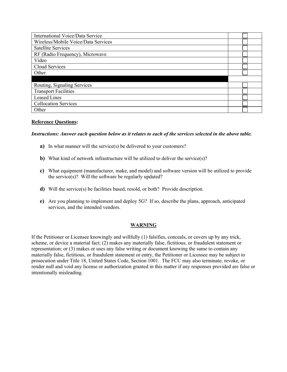 Attachment F Standard Questions for Section 310(B) Petition for Declaratory Ruling Involving a Common Carrier Wireless or Common Carrier Earth Station Licensee, Page 13