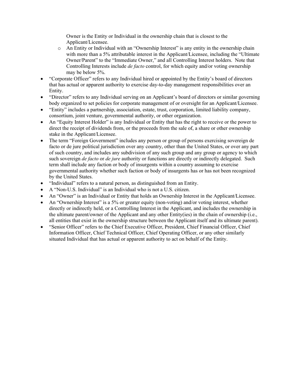 Attachment F Standard Questions for Section 310(B) Petition for Declaratory Ruling Involving a Common Carrier Wireless or Common Carrier Earth Station Licensee, Page 3