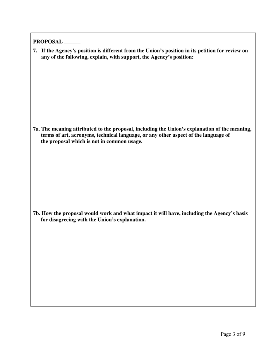 Agency Statement of Position on Petition for Review of Negotiability for Use With Proposals, Page 3