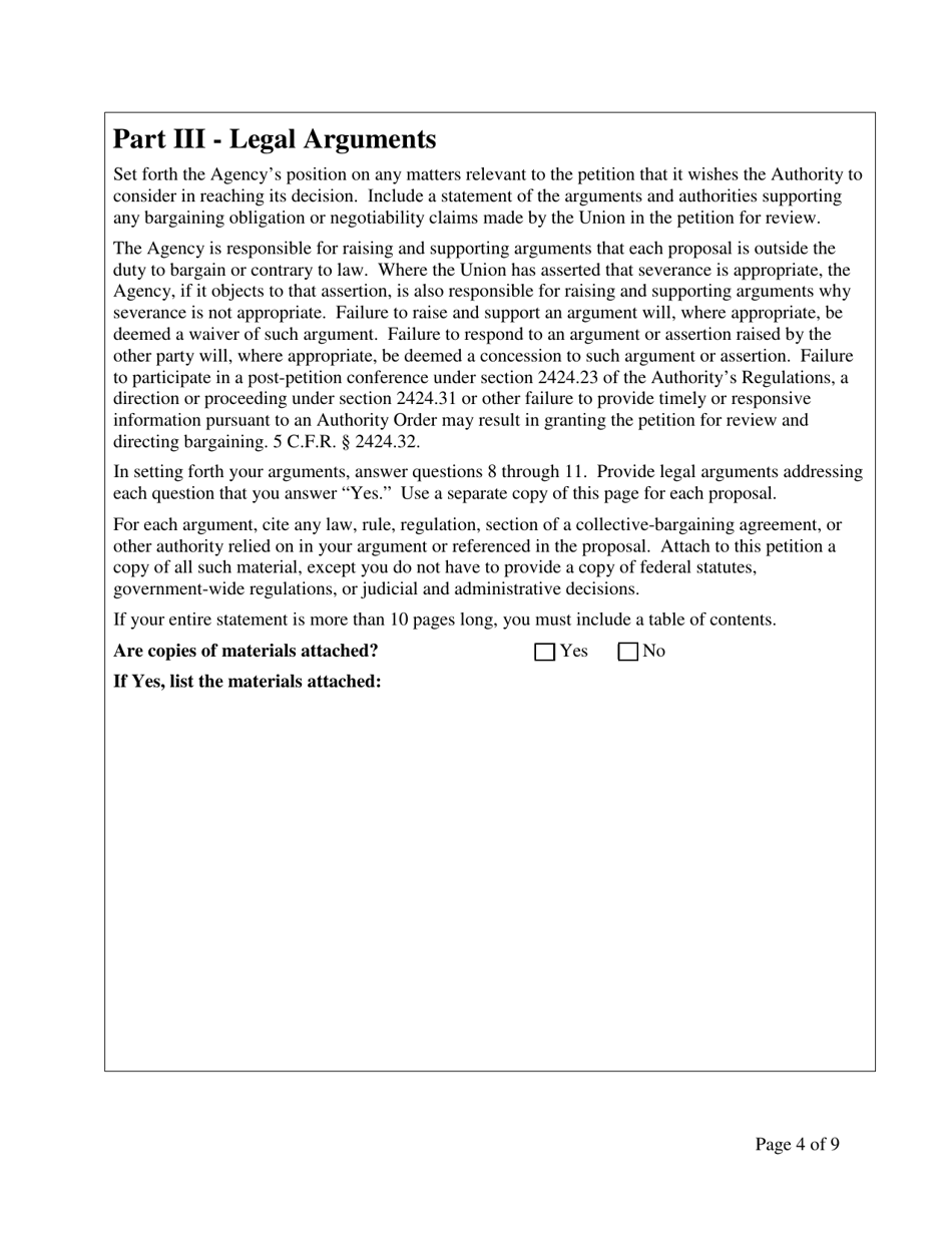 Agency Statement of Position on Petition for Review of Negotiability for Use With Proposals, Page 4