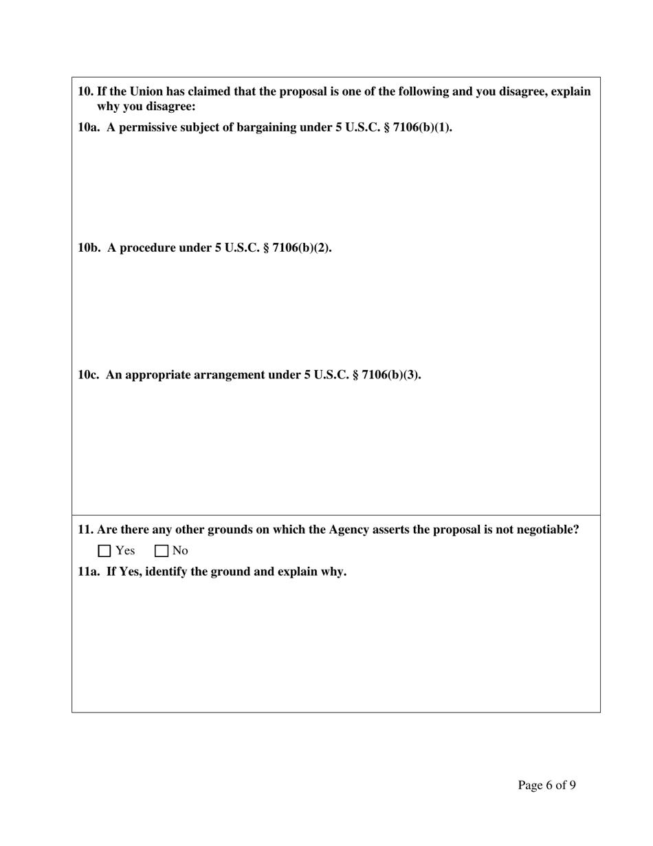 Agency Statement of Position on Petition for Review of Negotiability for Use With Proposals, Page 6