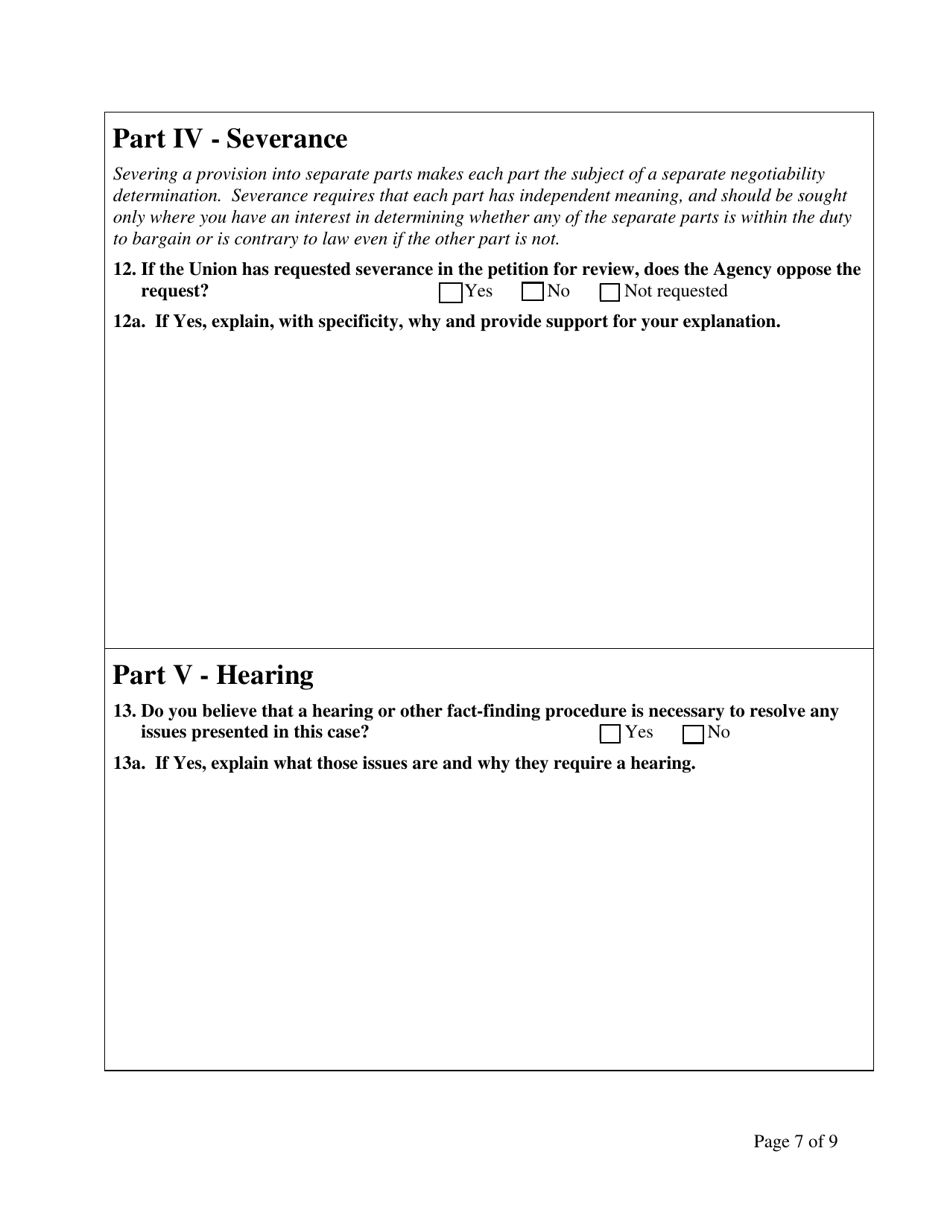 Agency Statement of Position on Petition for Review of Negotiability for Use With Proposals, Page 7