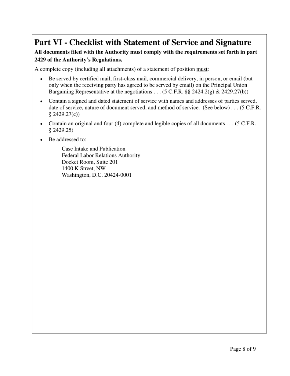 Agency Statement of Position on Petition for Review of Negotiability for Use With Proposals, Page 8