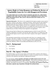Document preview: FLRA Form 205 Agency Reply to Union Response on Petition for Review of Negotiability Issues for Use With Disapproved Provisions