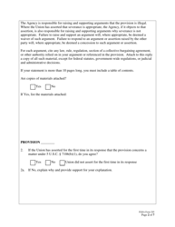 FLRA Form 205 Agency Reply to Union Response on Petition for Review of Negotiability Issues for Use With Disapproved Provisions, Page 2