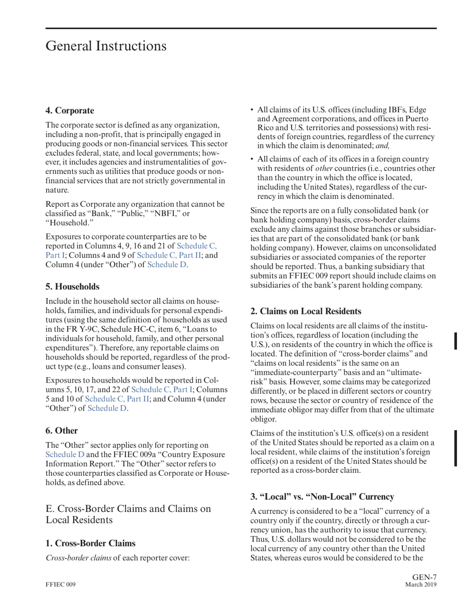 Instructions for Form FFIEC009 Country Exposure Report, Page 11