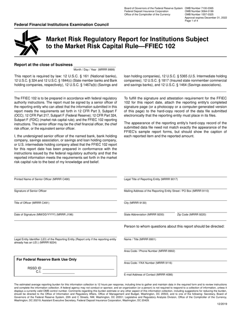 Form FFIEC102  Printable Pdf