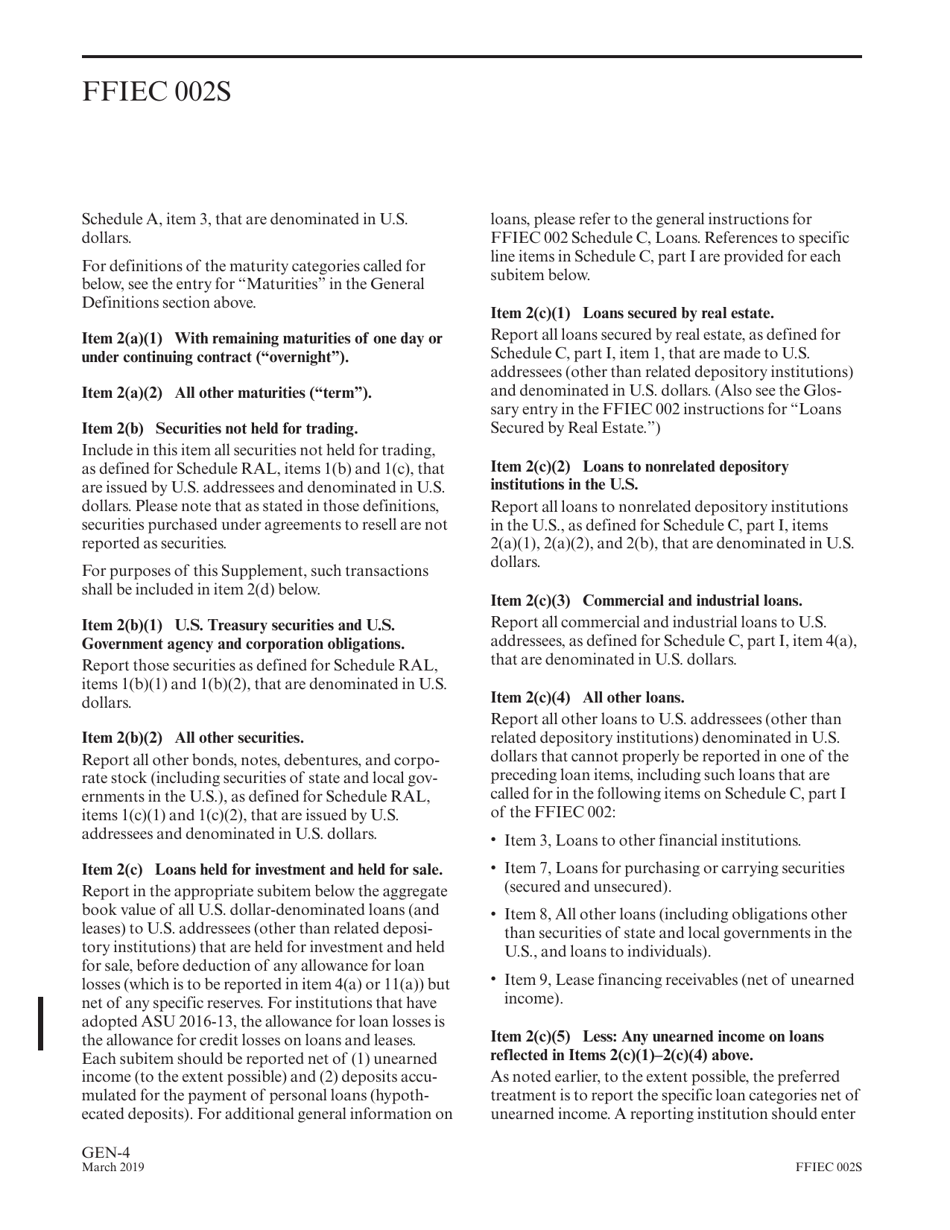 Instructions for Form FFIEC002S Report of Assets and Liabilities of a Non-U.S. Branch That Is Managed or Controlled by a U.S. Branch or Agency of a Foreign (Non-U.S.) Bank, Page 6