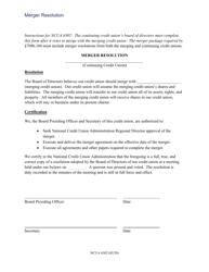 NCUA Form 6302 &quot;Merger Resolution (Continuing Credit Union)&quot;
