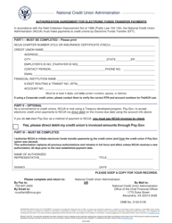 NCUA Form 2005 &quot;Authorization Agreement for Electronic Funds Transfer Payments&quot;