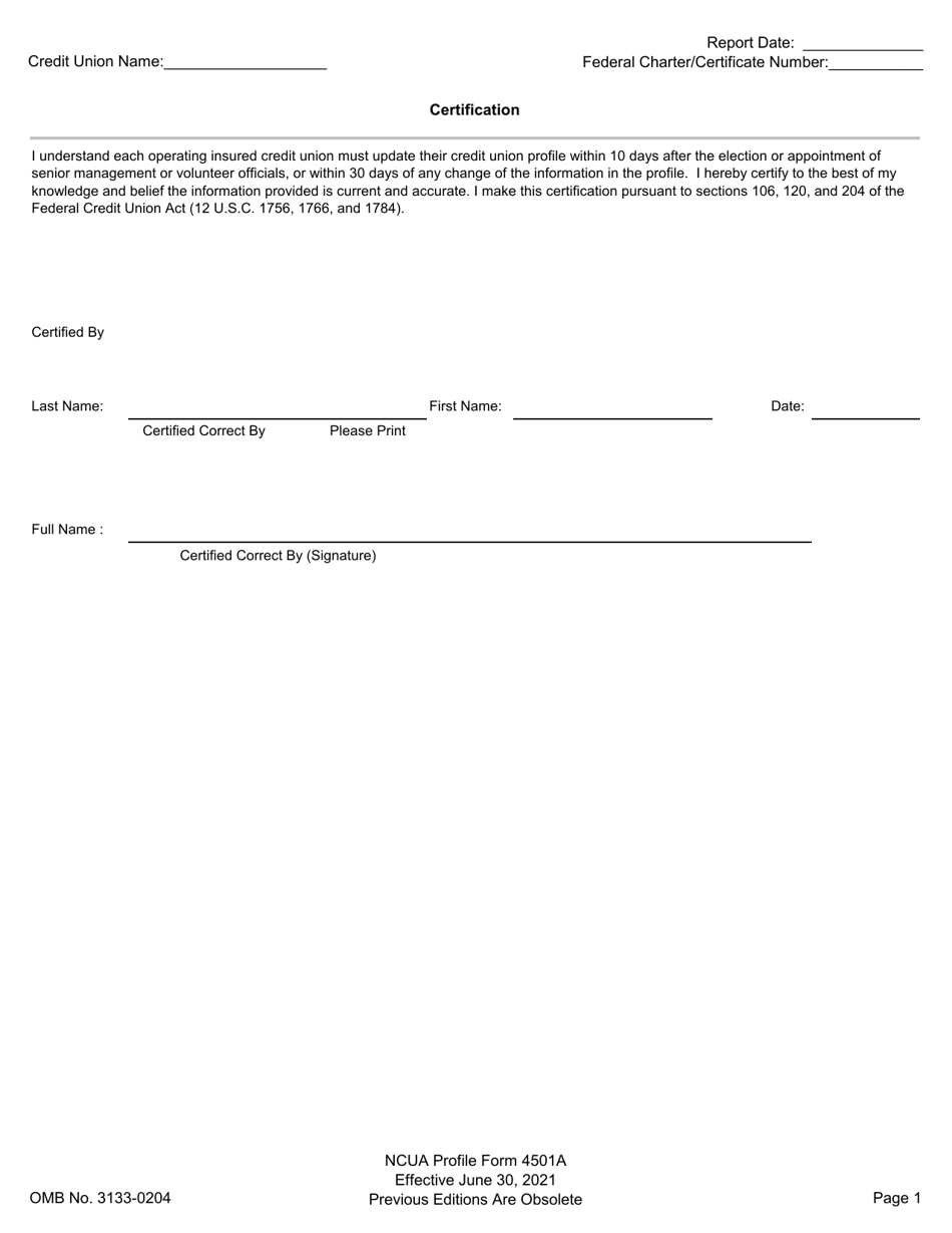 NCUA Profile Form 4501A Credit Union Profile Form, Page 3