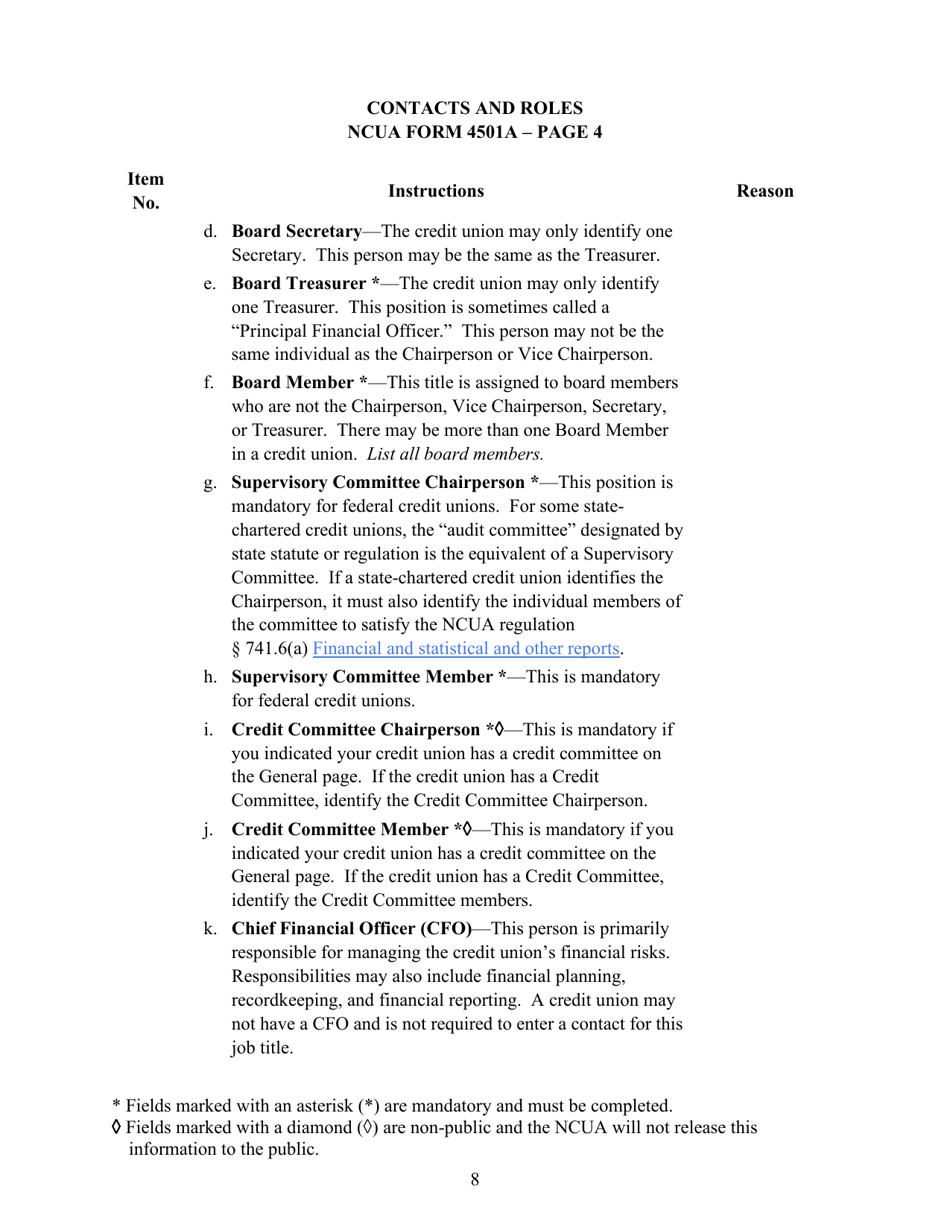 Instructions for NCUA Profile Form 4501A Credit Union Profile Form, Page 10