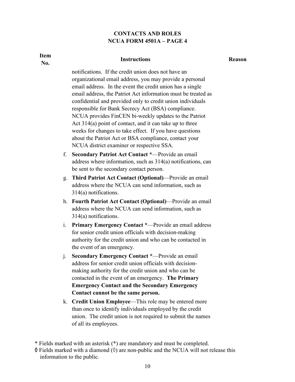 Instructions for NCUA Profile Form 4501A Credit Union Profile Form, Page 12
