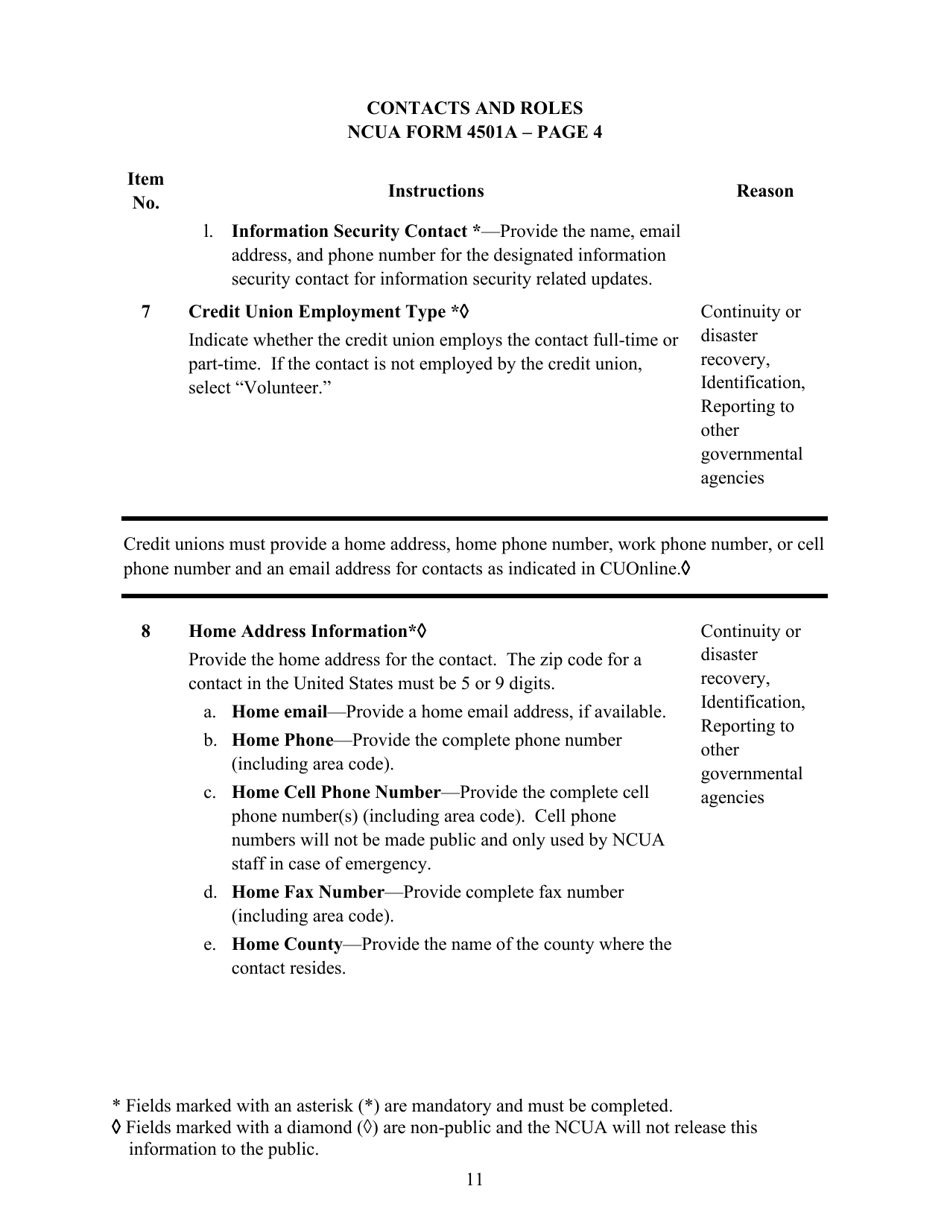 Instructions for NCUA Profile Form 4501A Credit Union Profile Form, Page 13