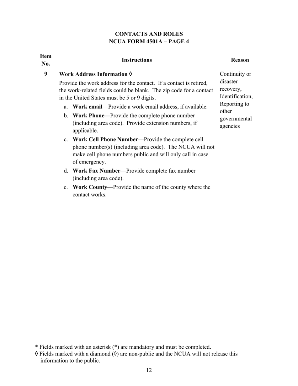 Instructions for NCUA Profile Form 4501A Credit Union Profile Form, Page 14