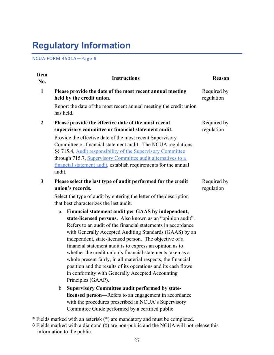Instructions for NCUA Profile Form 4501A Credit Union Profile Form, Page 29
