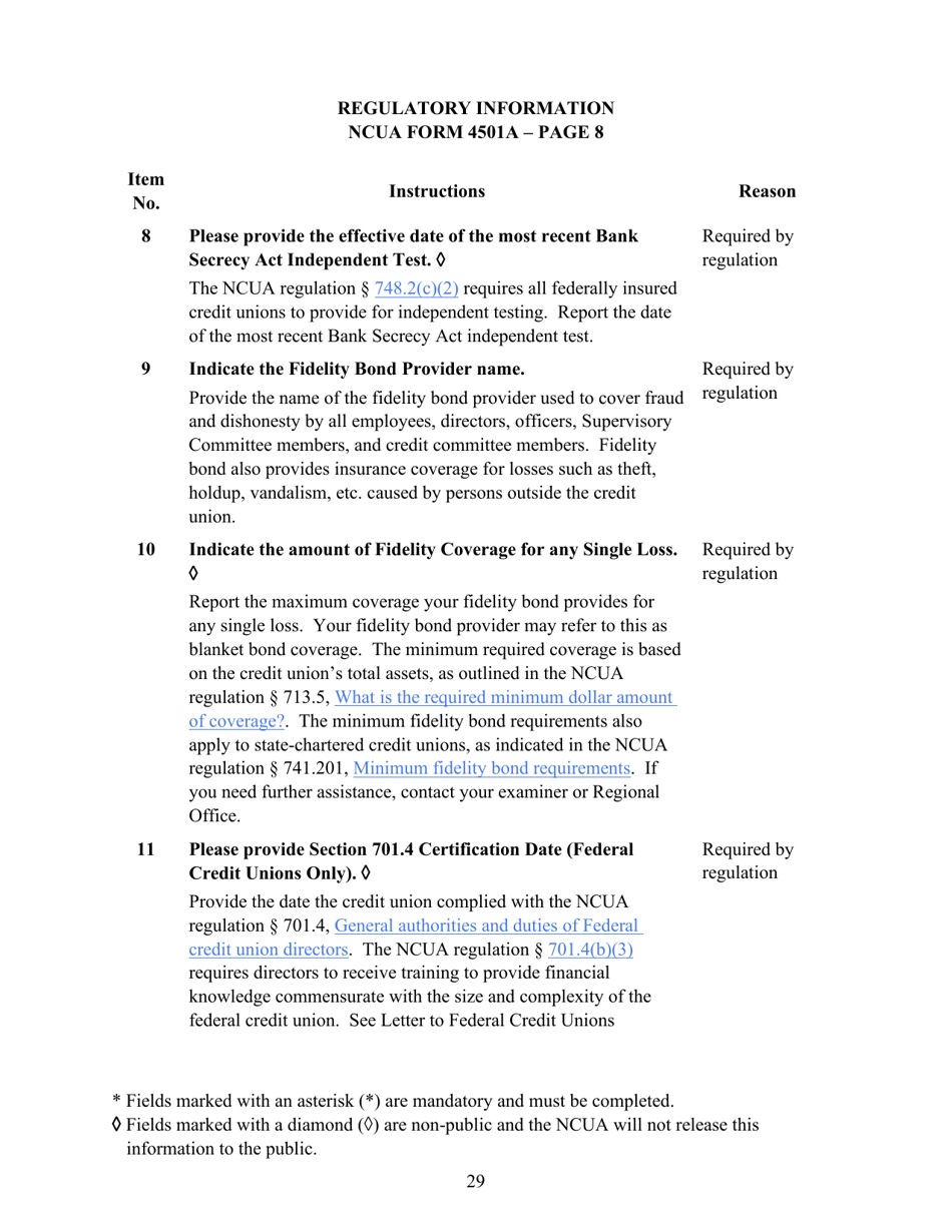 Instructions for NCUA Profile Form 4501A Credit Union Profile Form, Page 31