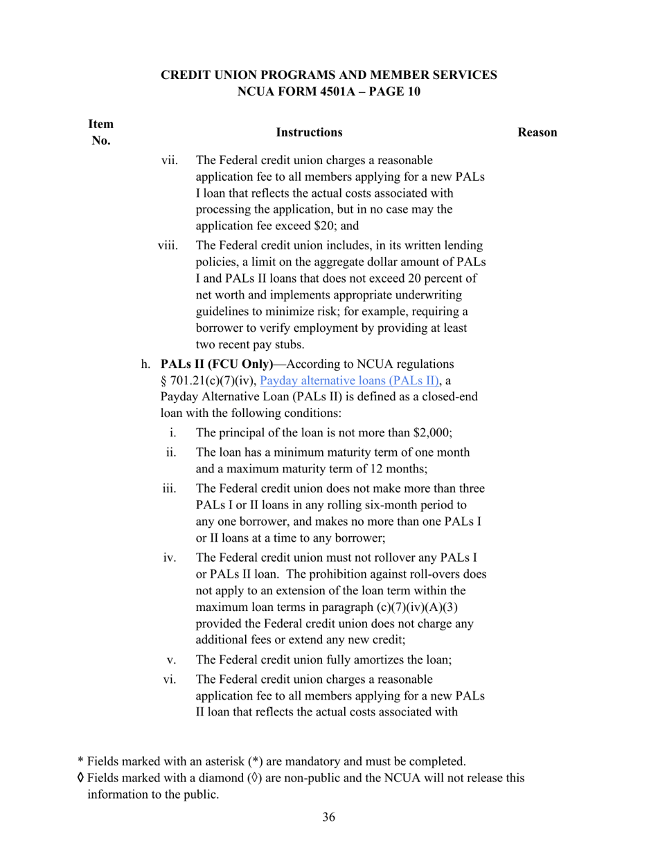 Instructions for NCUA Profile Form 4501A Credit Union Profile Form, Page 38