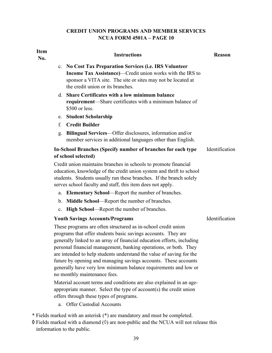 Instructions for NCUA Profile Form 4501A Credit Union Profile Form, Page 41