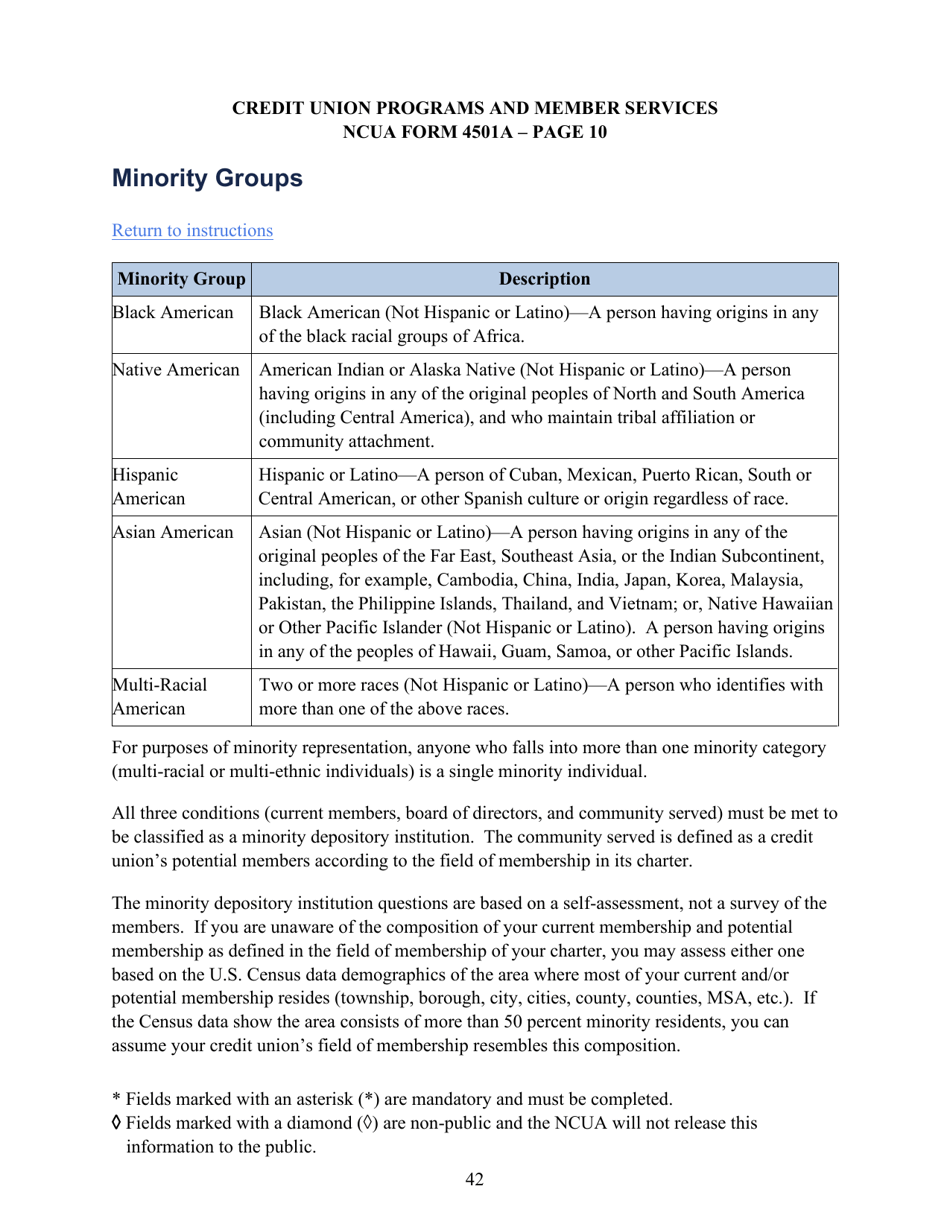Instructions for NCUA Profile Form 4501A Credit Union Profile Form, Page 44