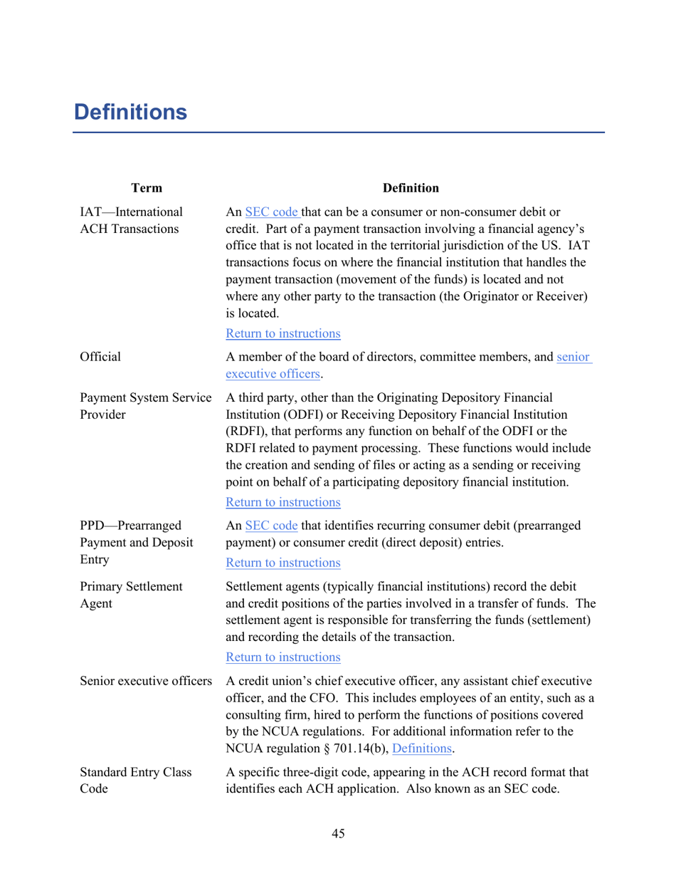 Instructions for NCUA Profile Form 4501A Credit Union Profile Form, Page 47