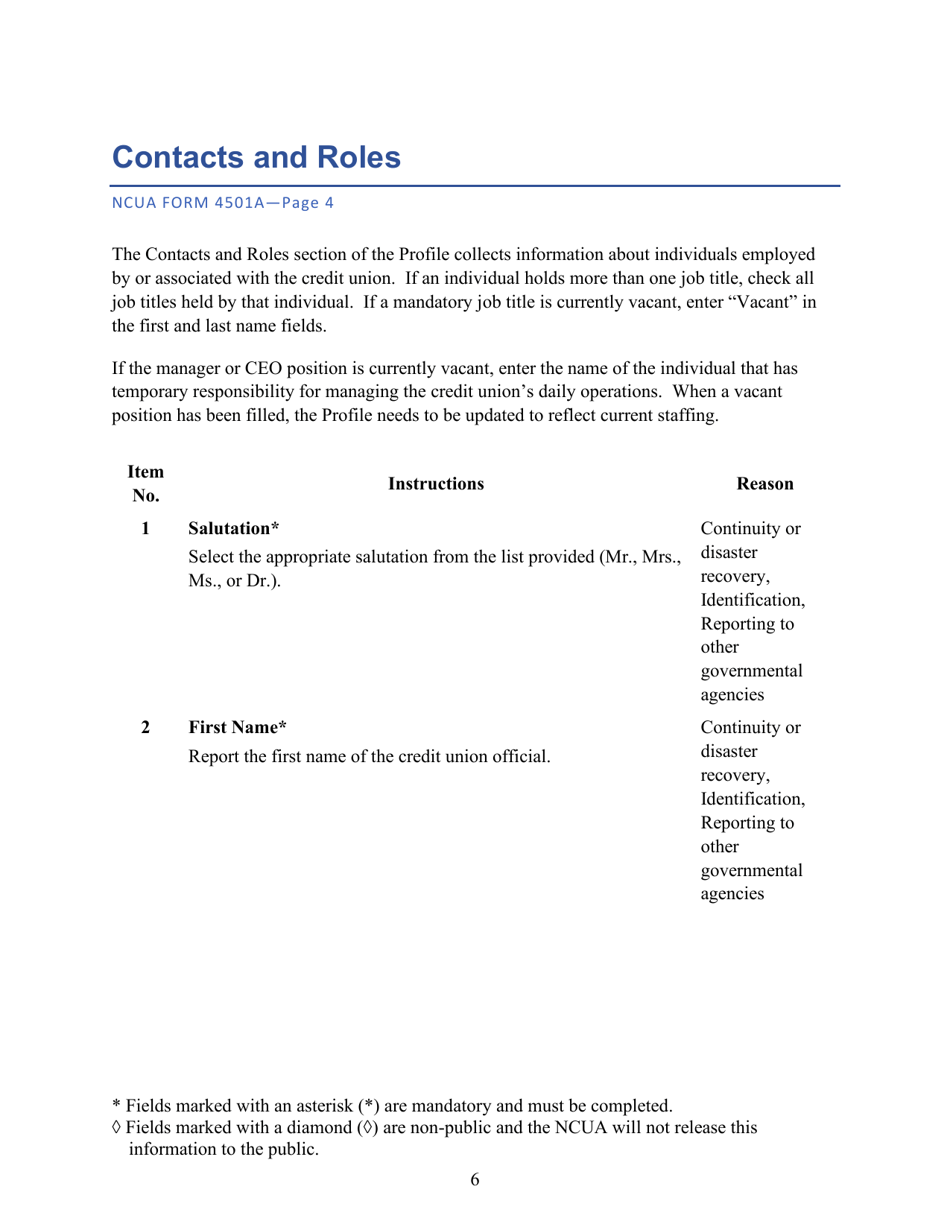 Instructions for NCUA Profile Form 4501A Credit Union Profile Form, Page 8