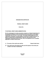 NCUA Form 4008 Organization Certificate, Page 2