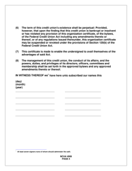 NCUA Form 4008 Organization Certificate, Page 4