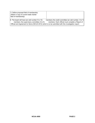 NCUA Form 4000 Conversion of State Charter to Federal Charter - Federal Credit Union Investigation Report, Page 2