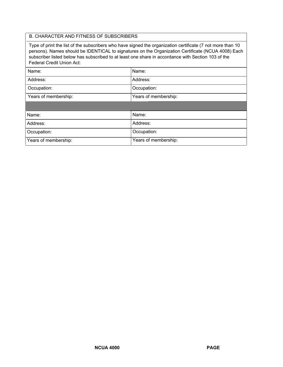 NCUA Form 4000 Conversion of State Charter to Federal Charter - Federal Credit Union Investigation Report, Page 3