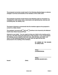 NCUA Form 4221 Notice of Meeting of Members to Convert From a Federal to a State Chartered Credit Union, Page 2