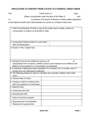 NCUA Form 4401 &quot;Application to Convert From a State to a Federal Credit Union&quot;