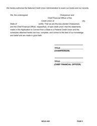 NCUA Form 4401 Application to Convert From a State to a Federal Credit Union, Page 3