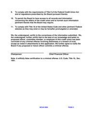 NCUA Form 9500 Application and Agreements for Insurance of Accounts, Page 2