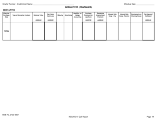 NCUA Form 5310 Corporate Credit Union Call Report Form, Page 15
