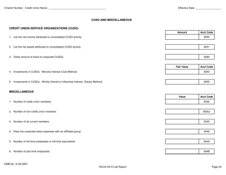 NCUA Form 5310 Corporate Credit Union Call Report Form, Page 25