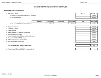 NCUA Form 5310 Corporate Credit Union Call Report Form, Page 5