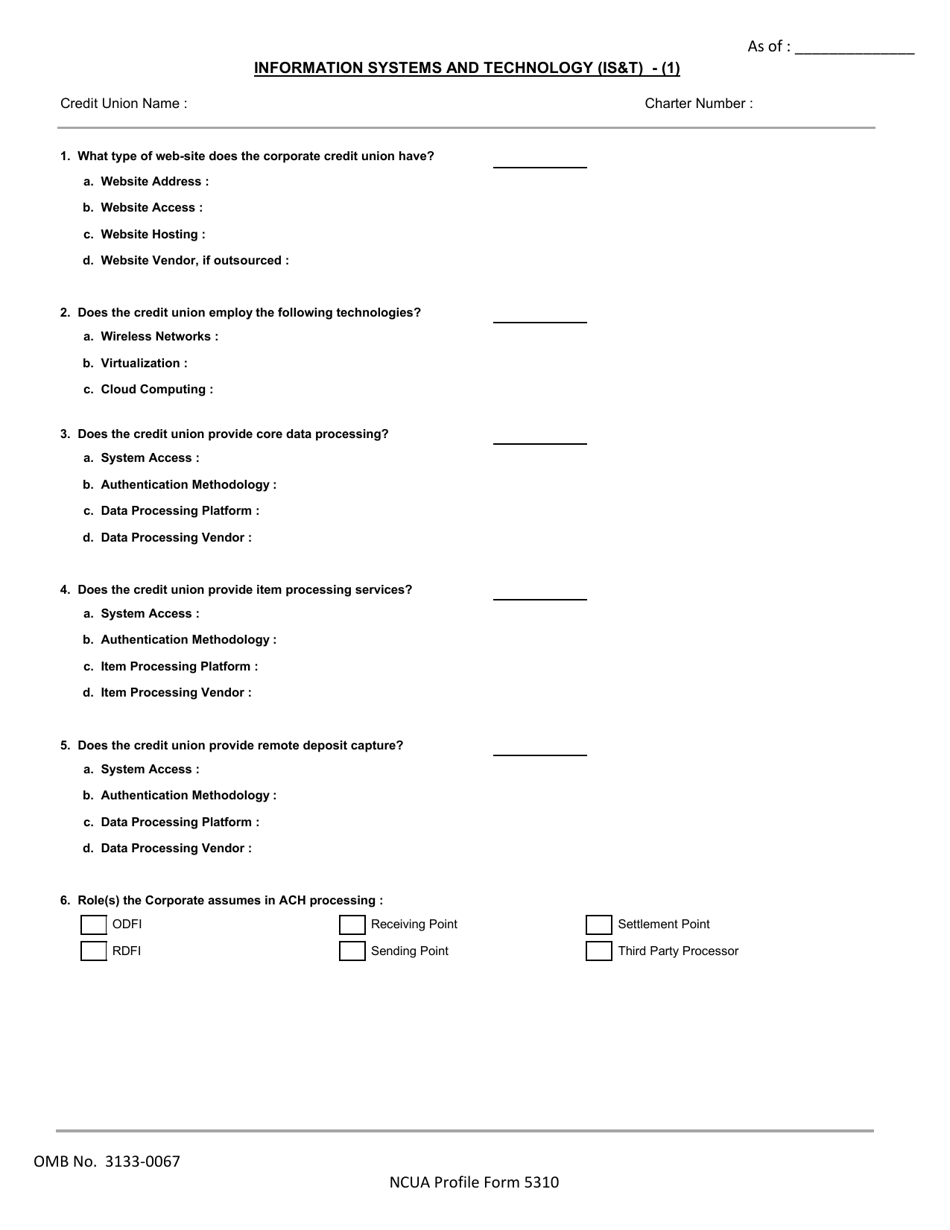 NCUA Profile Form 5310 Corporate Non-financial Profile Form, Page 5